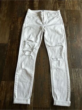 PAIGE Verdugo Crop White Skinny Jeans Distressed Mid Rise Ankle Premium Denim 31